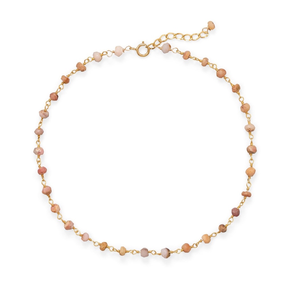✨ Pretty In Pink! Opal 14 Karat Gold Plated Anklet
